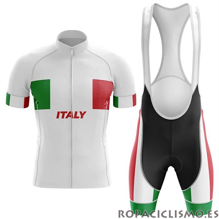 2020 Maillot Italia Tirantes Mangas Cortas Blanco